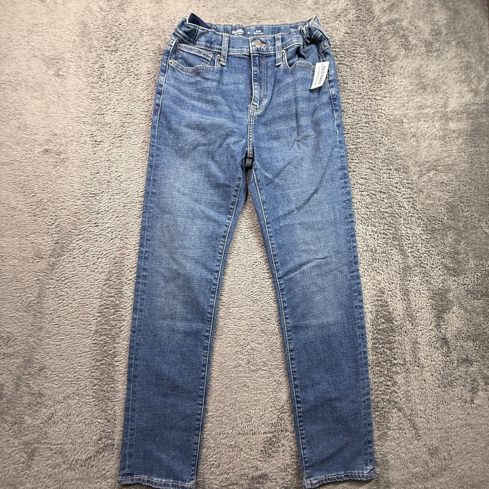 Old Navy Boys 360 Stretch Slim Jeans NWT Size 16 24x30 Medium Wash Denim